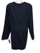 Anna Cate Size L Navy Blue Cotton Long Sleeve Button Front V Neck Dress Navy Blue / L