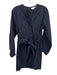 Anna Cate Size L Navy Blue Cotton Long Sleeve Button Front V Neck Dress Navy Blue / L