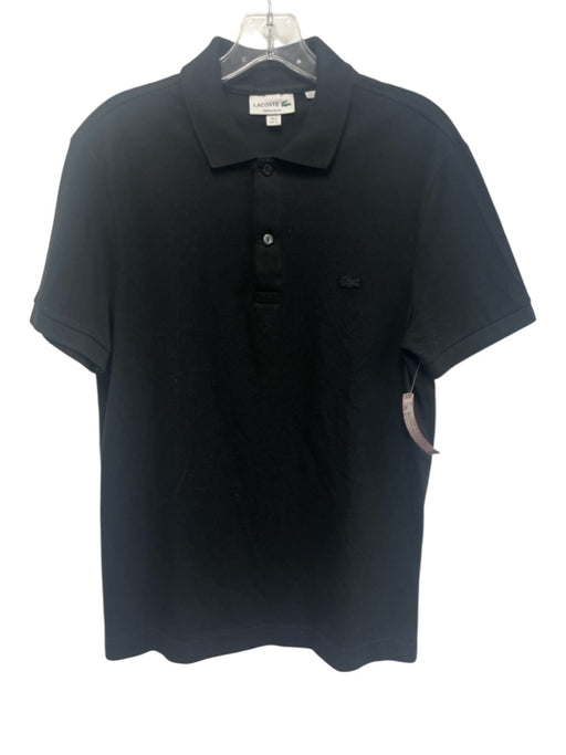 Lacoste Size S Black Cotton Solid Polo Men's Short Sleeve Black / S