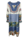 Farm Rio Size S Blue, Green & Multi Cotton Tassle Beads Embroidered Tiered Dress Blue, Green & Multi / S