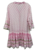 Marina Size M Pink, White, Gold Cotton Lace Detail Multi Pattern Collared Dress Pink, White, Gold / M