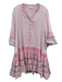 Marina Size M Pink, White, Gold Cotton Lace Detail Multi Pattern Collared Dress Pink, White, Gold / M