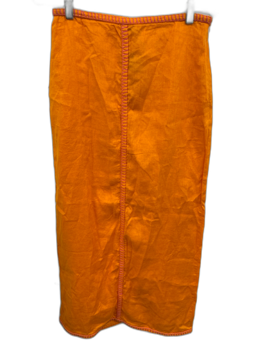Magaschoni Size S Orange & Pink Linen Stich detail Crew Neck Skirt Set Orange & Pink / S