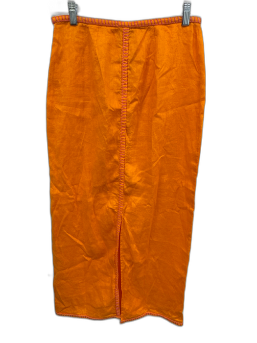 Magaschoni Size S Orange & Pink Linen Stich detail Crew Neck Skirt Set Orange & Pink / S