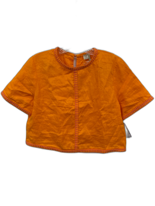 Magaschoni Size S Orange & Pink Linen Stich detail Crew Neck Skirt Set Orange & Pink / S