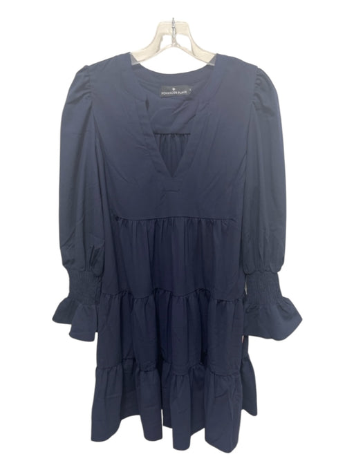 Pomander Place Size Small Navy Blue Polyester Blend Long Sleeve smocked Dress Navy Blue / Small