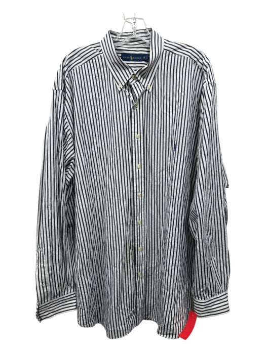 Ralph Lauren Size 3XB White & Black Cotton Striped Button Up Long Sleeve Shirt White & Black / 3XB
