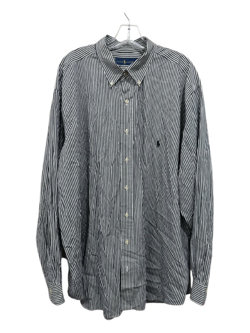 Ralph Lauren Size 3XB White & Black Cotton Striped Button Up Long Sleeve Shirt White & Black / 3XB