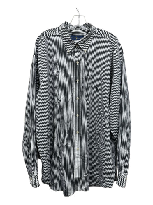 Ralph Lauren Size 3XB White & Black Cotton Striped Button Up Long Sleeve Shirt White & Black / 3XB