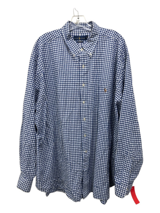 Ralph Lauren Size 3XB Navy & White Cotton Gingham Button Up Long Sleeve Shirt Navy & White / 3XB