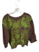 Sister Mary Size XS Brown & Green Cotton Embroidered Palm Beach Motif Top Brown & Green / XS