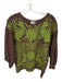 Sister Mary Size XS Brown & Green Cotton Embroidered Palm Beach Motif Top Brown & Green / XS