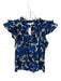 Olivaceous Size Large blue and white Cotton ruffles V Neck Floral Top blue and white / Large