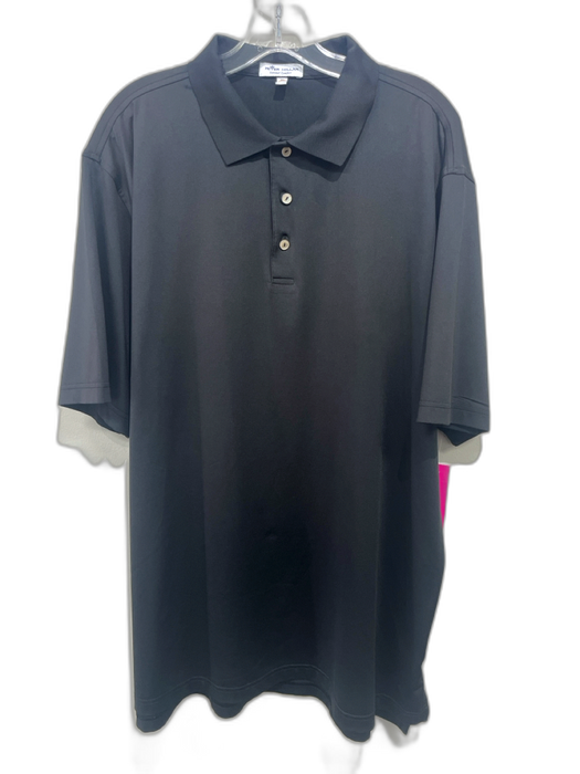 Peter Millar Size XL Black Synthetic Solid Polo Athleisure Men's Short Sleeve Black / XL