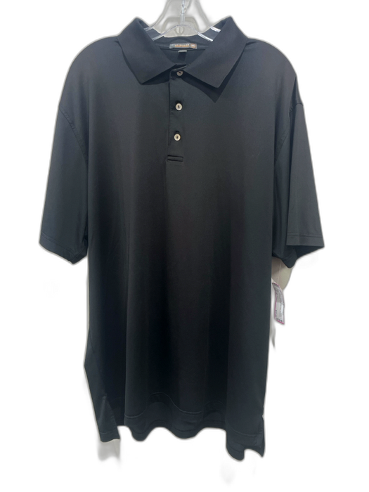 Peter Millar Size XL Black Synthetic Solid Polo Athleisure Men's Short Sleeve Black / XL