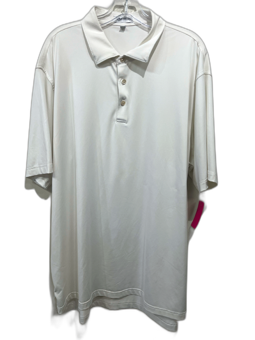Peter Millar Size XL White Synthetic Solid Athletic Polo Men's Short Sleeve White / XL