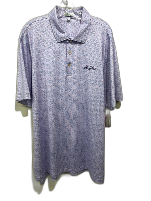 Peter Millar Size XL Blue & Pink Synthetic Dots Polo Men's Short Sleeve Blue & Pink / XL