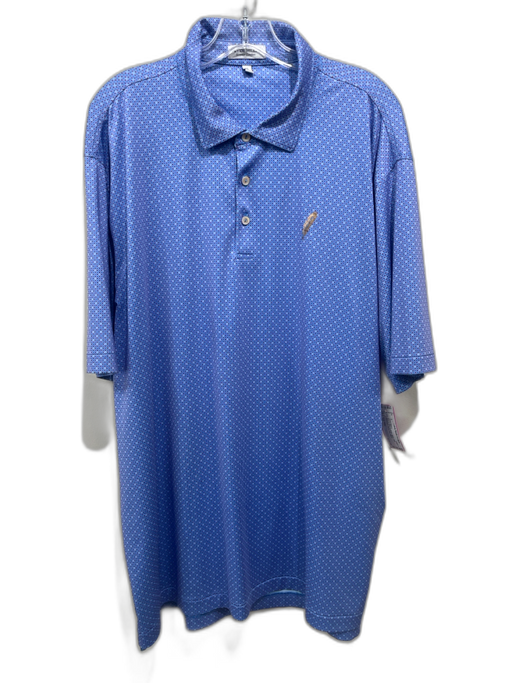 Peter Millar Size XL Blue & Red Synthetic Micro Polo Athleisure Short Sleeve Blue & Red / XL