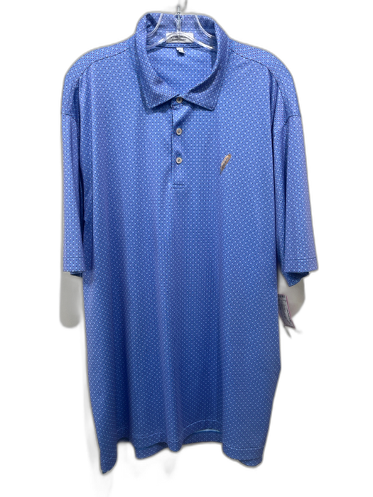 Peter Millar Size XL Blue & Red Synthetic Micro Polo Athleisure Short Sleeve Blue & Red / XL
