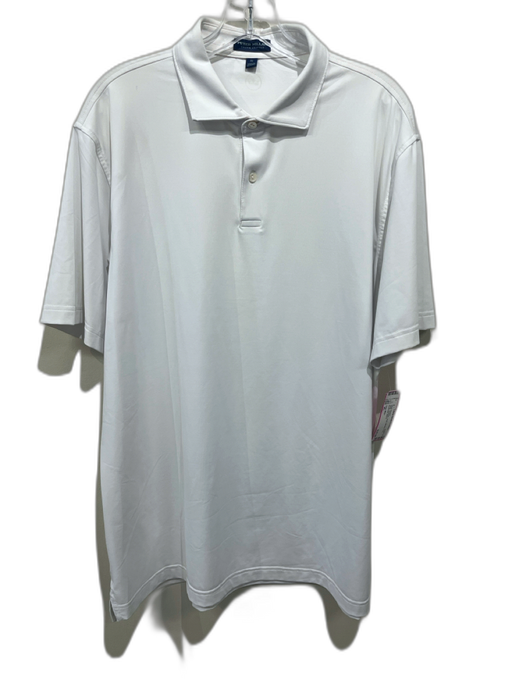 Peter Millar Size XL White Synthetic Solid Athletic Polo Men's Short Sleeve White / XL