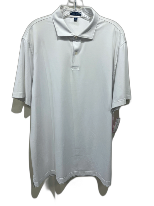 Peter Millar Size XL White Synthetic Solid Athletic Polo Men's Short Sleeve White / XL