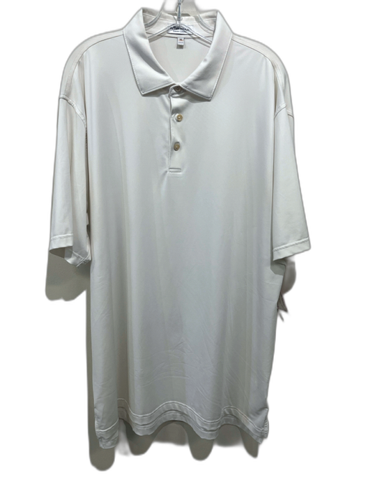 Peter Millar Size XL White Synthetic Solid Athletic Polo Men's Short Sleeve White / XL