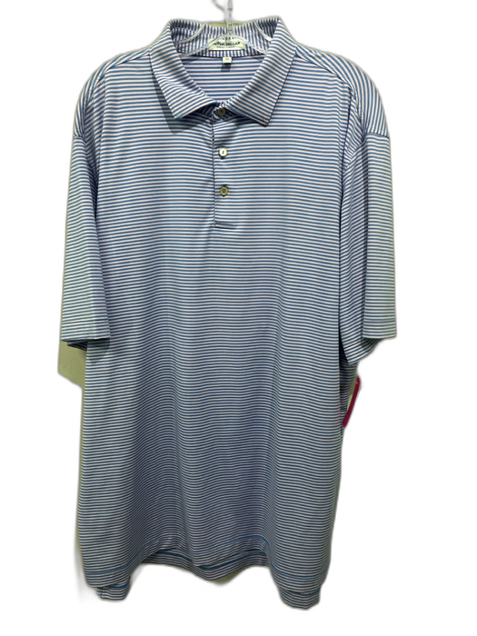 Peter Millar Size XL Blue & Purple Synthetic Striped Polo Men's Short Sleeve Blue & Purple / XL