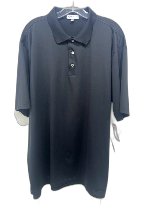 Peter Millar Size XL Black Synthetic Solid Athletic Polo Men's Short Sleeve Black / XL