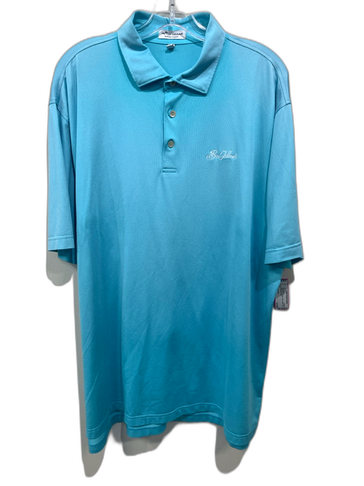 Peter Millar Size XL Light blue Synthetic Solid Athletic Polo Men's Short Sleeve Light blue / XL