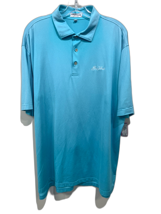 Peter Millar Size XL Light blue Synthetic Solid Athletic Polo Men's Short Sleeve Light blue / XL
