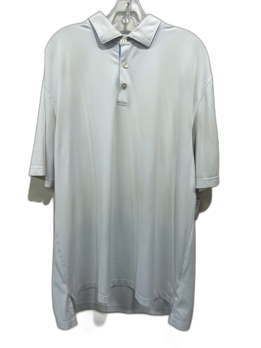 Peter Millar Size XL White Synthetic Solid Athletic Polo Men's Short Sleeve White / XL