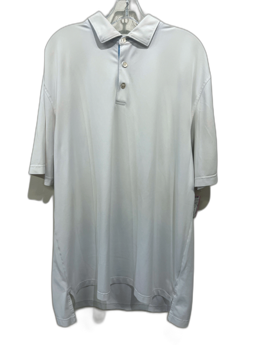 Peter Millar Size XL White Synthetic Solid Athletic Polo Men's Short Sleeve White / XL