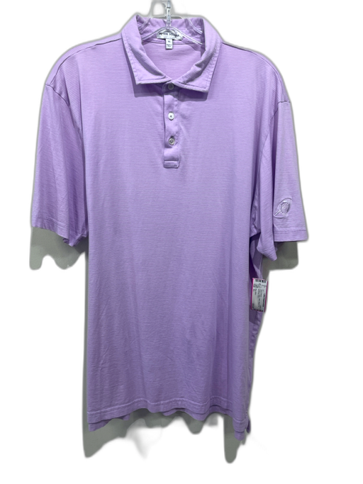 Peter Millar Size XL Purple & White Cotton Striped Polo Men's Short Sleeve Purple & White / XL