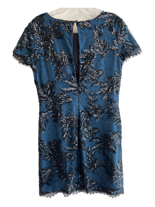 Dress the Population Size Large Teal Blue & Black Polyester Sequins Dress Teal Blue & Black / Large