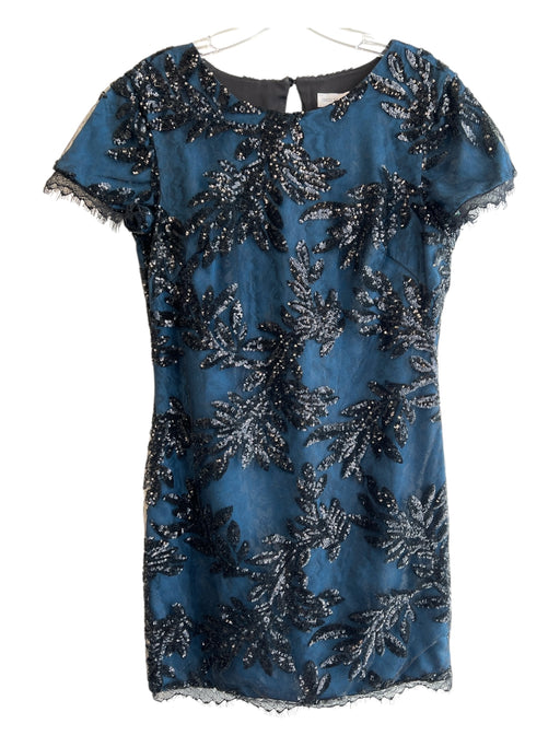 Dress the Population Size Large Teal Blue & Black Polyester Sequins Dress Teal Blue & Black / Large