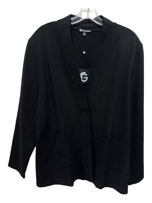 Franne Golde Size XXL Black Rayon & Nylon One Button Shoulder Pads Blazer Jacket Black / XXL