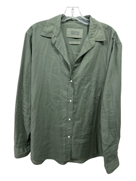 Grayson Size 5 Green Cotton Button Up Collar Long Sleeve Breast Pocket Top Green / 5