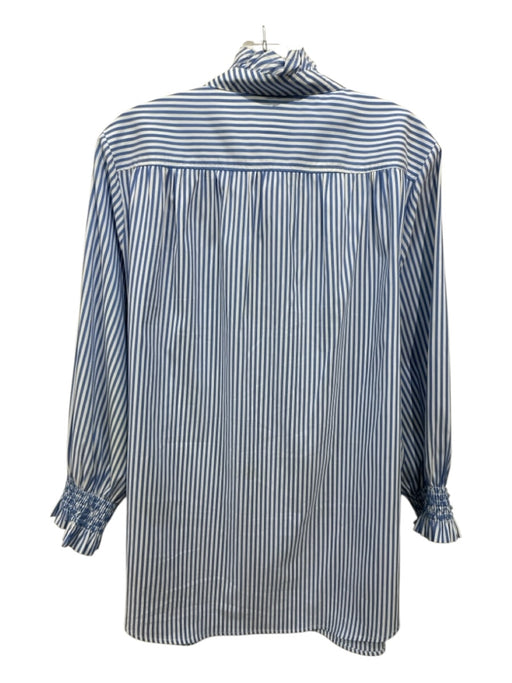 Tuckernuck Size XXL Blue & White Polyester Quarter Button Striped Top Blue & White / XXL