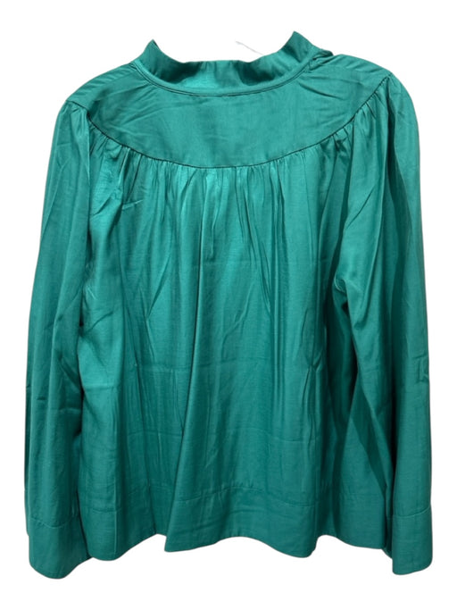 Pomander Place Size XXL Teal Rayon & Polyester V Neck Long Sleeve Boxy Top Teal / XXL