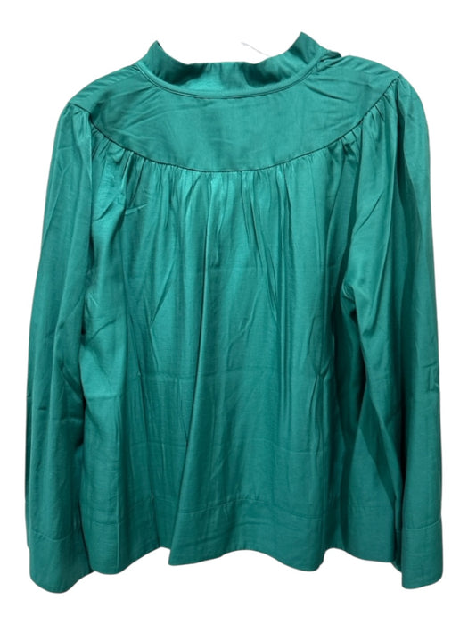 Pomander Place Size XXL Teal Rayon & Polyester V Neck Long Sleeve Boxy Top Teal / XXL