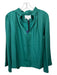 Pomander Place Size XXL Teal Rayon & Polyester V Neck Long Sleeve Boxy Top Teal / XXL