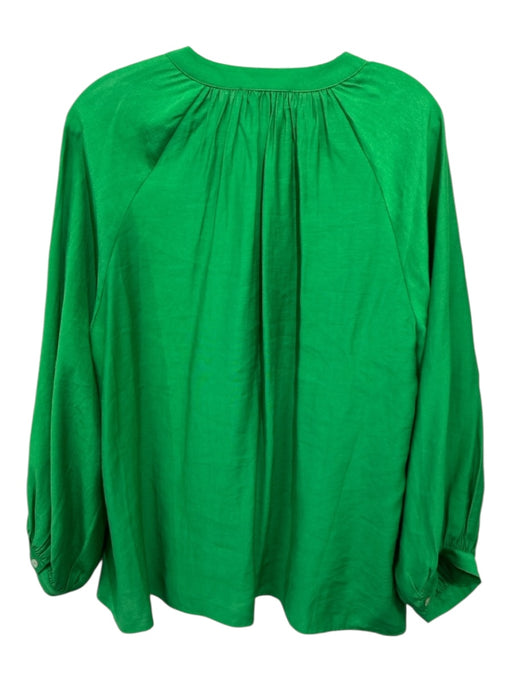 Pomander Place Size XXL Green Rayon & Polyester Button Up Long Sleeve Boxy Top Green / XXL