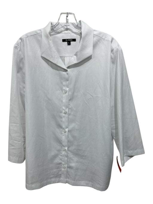 Kal Rieman Size XL White Cotton Button Up Geometric Print Long Sleeve Top White / XL