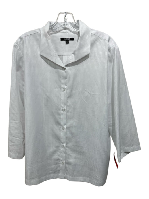 Kal Rieman Size XL White Cotton Button Up Geometric Print Long Sleeve Top White / XL