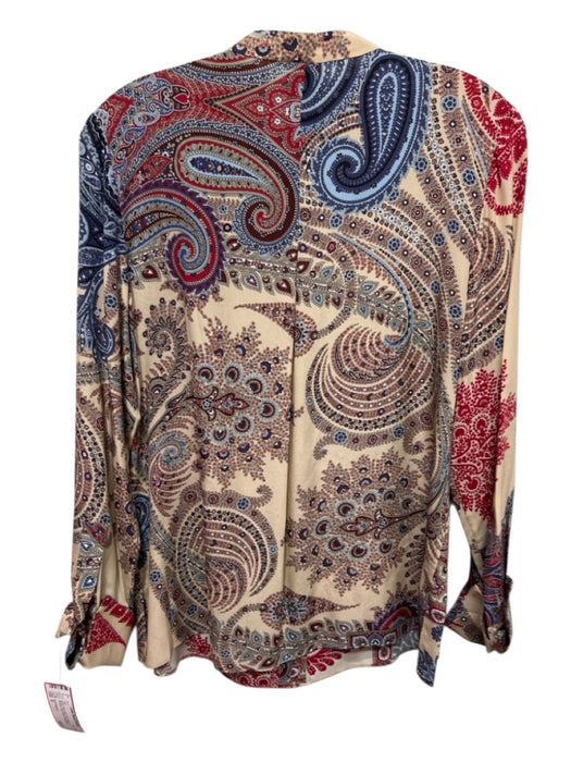 Kobi Halperin Size S Brown, Red, Multi Silk Button Up Paisley Long Sleeve Top Brown, Red, Multi / S