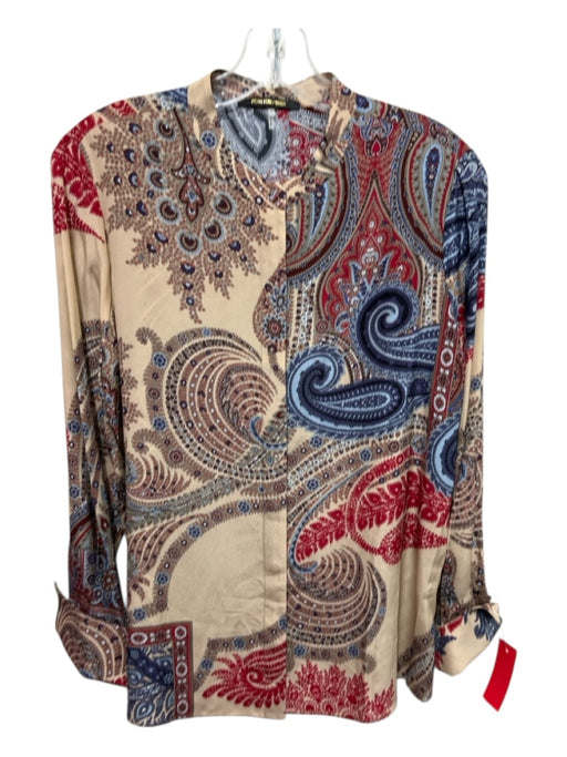 Kobi Halperin Size S Brown, Red, Multi Silk Button Up Paisley Long Sleeve Top Brown, Red, Multi / S