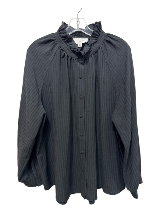 Pomander Place Size XXL Black & Green Polyester Button Up Striped Top Black & Green / XXL