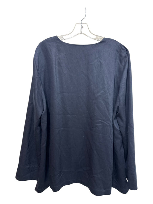 M.M. Lafleur Size XL Navy Tencel & Triacetate V Neck Long Sleeve Top Navy / XL