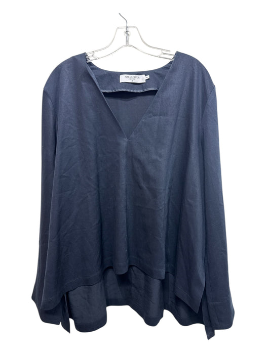 M.M. Lafleur Size XL Navy Tencel & Triacetate V Neck Long Sleeve Top Navy / XL
