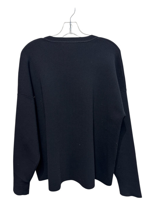 M.M. Lafleur Size XL Black Viscose & Nylon Ribbed Long Sleeve Top Black / XL